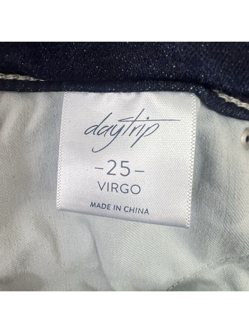 Daytrip Womens 25 Blue Jeans Virgo Straight Thick Stitch Stretch Flap Pocket New - Picture 6 of 12